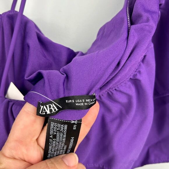 NWT ZARA Purple Ruffle One Piece Swimsuit and Bodysuit 0167/206 Sz Small - Picture 16 of 16
